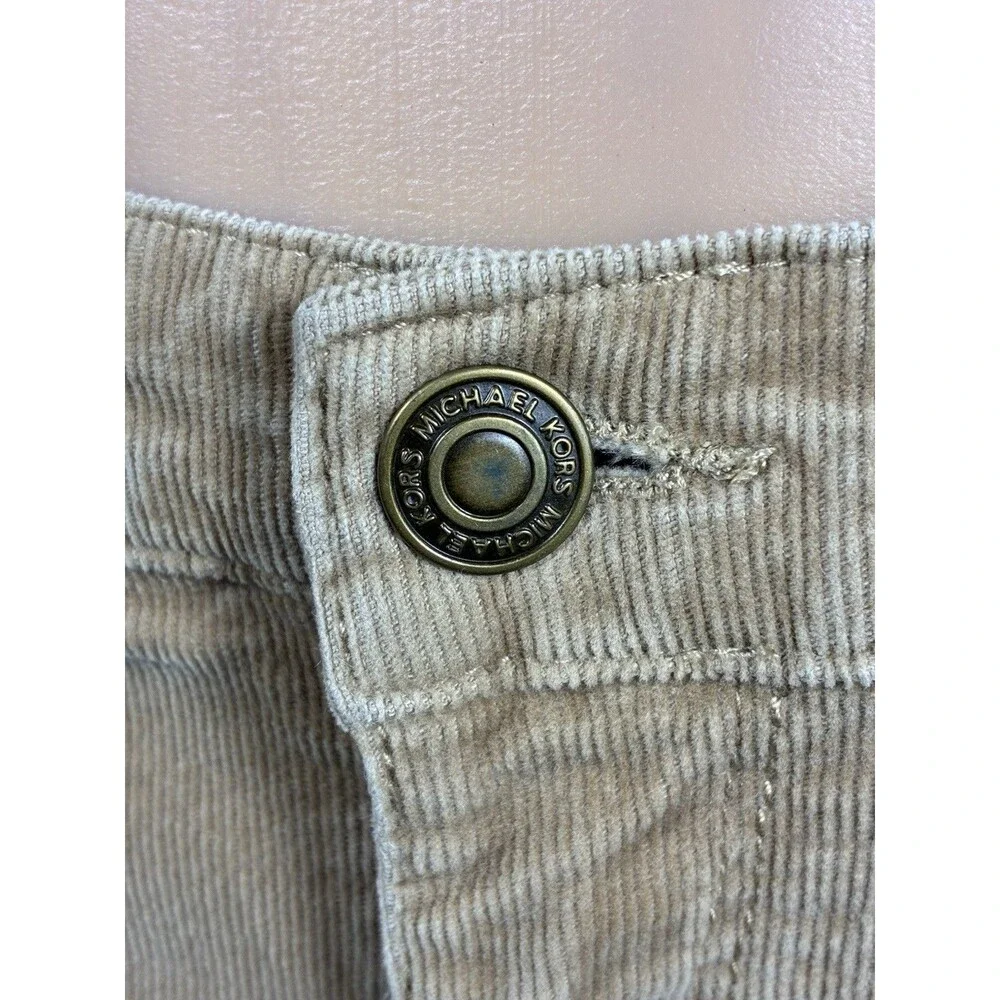 Michael Kors Womens Corduroy Jeans Sz 8 Camel Tan Skinny Mid Rise Five Pocket